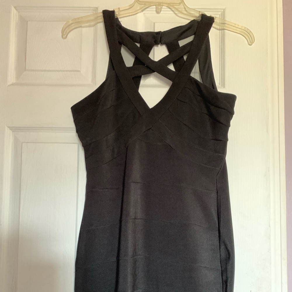 Fitted black mini dress!